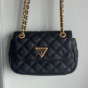 GUESS Black Quilted Chain Shoulder Bag